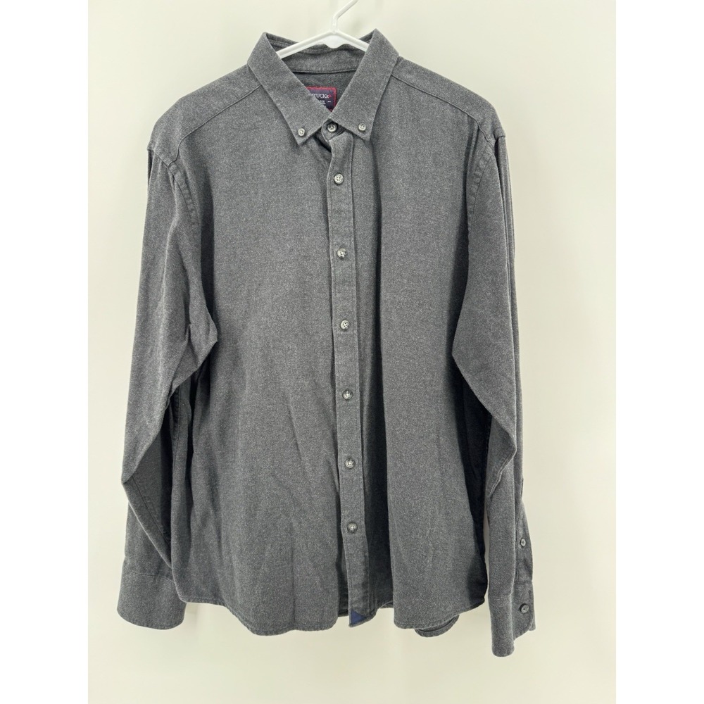 Untuckit Mens Shirt Gray Button Up Cotton Costanti Brushed Flannel XL